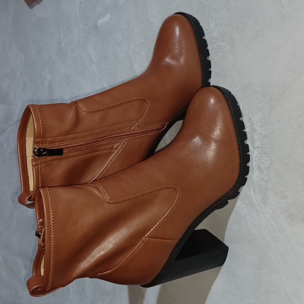 Womens Ankle Heel Leather Boots